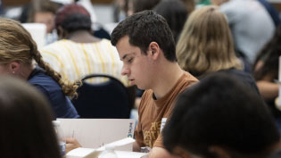 Medical professional working at a pharmacy.