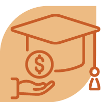 Hand holding coins and graduation cap clipart