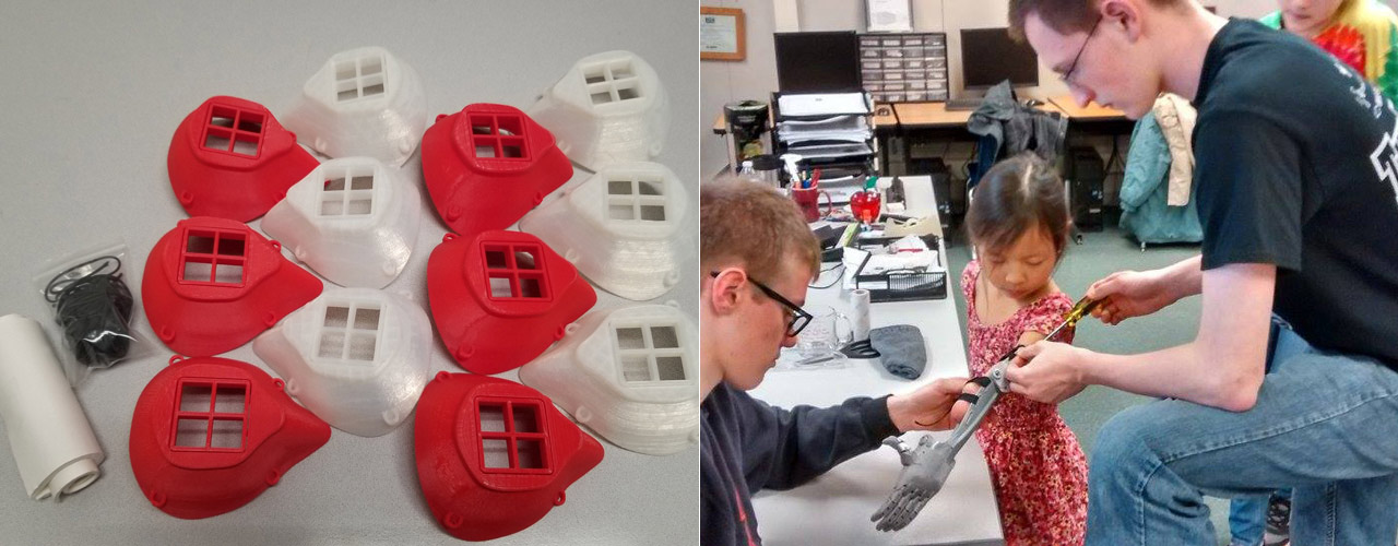 3D masks and prosthetic hand made by Connor Hart