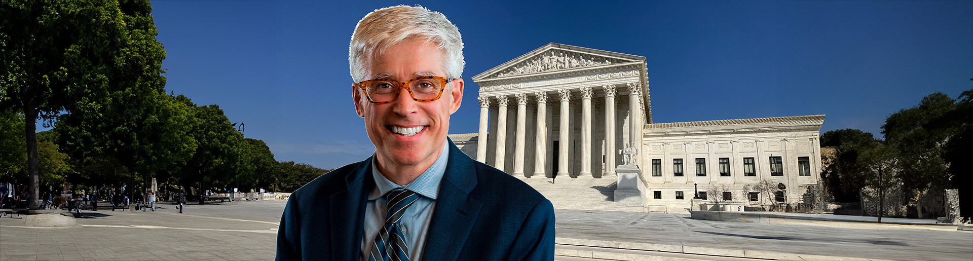 Randall Wenger in front of the Supreme Court building in Washington D.C.