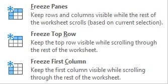 Excel Freeze Options