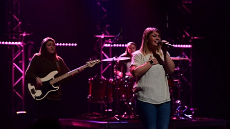 Small group of girls leading worship